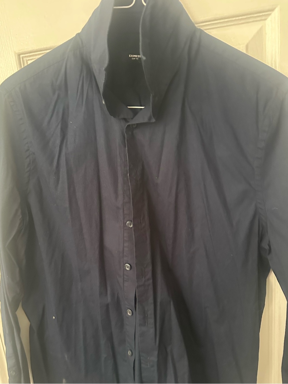 Men’s Express Slim Fit Navy Button-Up Shirt